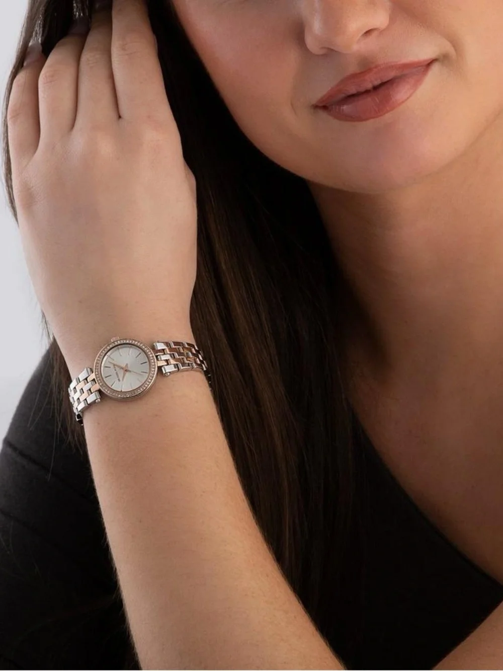 Michael Kors Darci Mini 26mm Stainless Steel and Rose Gold Tone Crystal Ladies